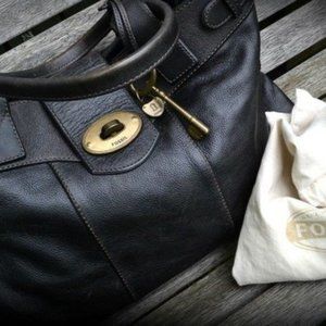 Vintage Fossil Re-Issue Weekender Black Leather Bag